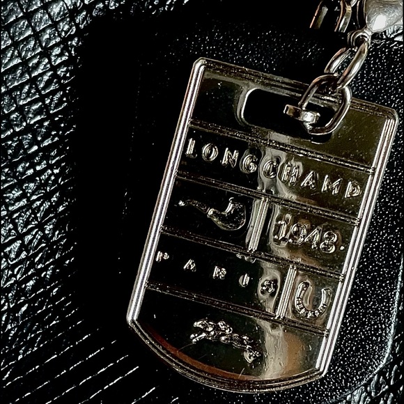 Longchamp 2 way cross body black leather bag. - Picture 12 of 15